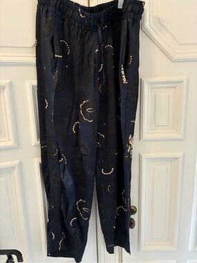 Tucker Navy Floral-Print Elastic-Waist Trousers